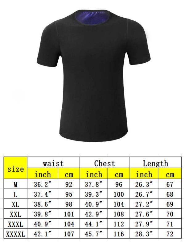 Men's Round Neck Short Sleeve Sauna Tee, Tight Sporty Compression T-shirt, Gym Clothing, Workout Gym Exercise Clothing for Men, T Shirts for Men, Gym Clothing