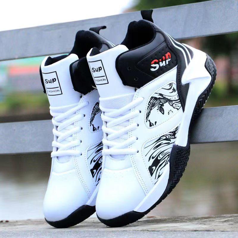 Men's Heightened Sneakers Student Fashion Cool Street Basketball Shoes Mid-Top Non-Slip Platform Shoes Men