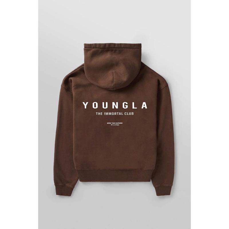 Youngla Men's Oversized Pullover Hoodie Double-Layer Composite Fabric Printed Jacket Sports Fitness Sweatshirt