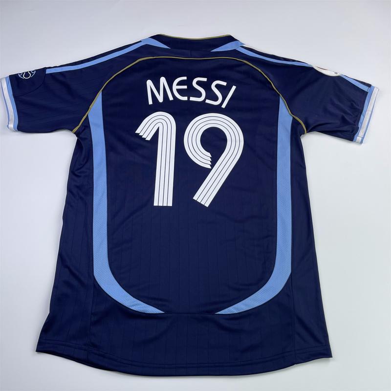 2006 World Cup Argentina Jersey Away No. 19 Messi Riquelme Soccer Training Jersey Short Sleeve