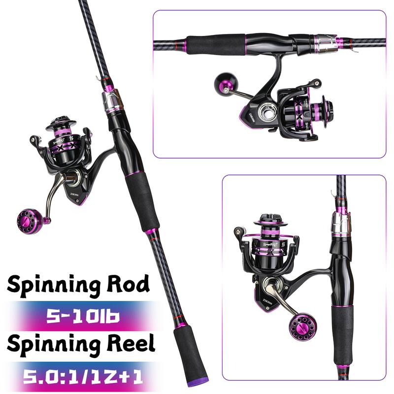 Sougayilang Fishing Rod and Reel Combo,  High quality Guides Fishing Pole with Spinning Reel Combo for Freshwater and Saltwater