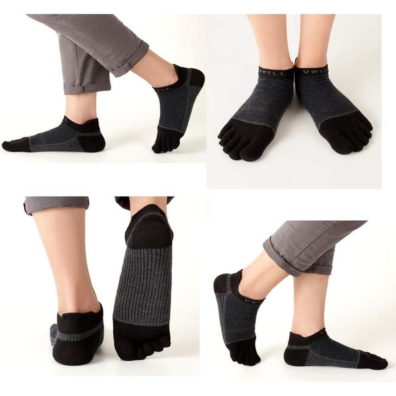 Cotton Toe Socks Five Finger Socks No Show Crew Athletic Running Socks 4 Pairs,Size 7-11