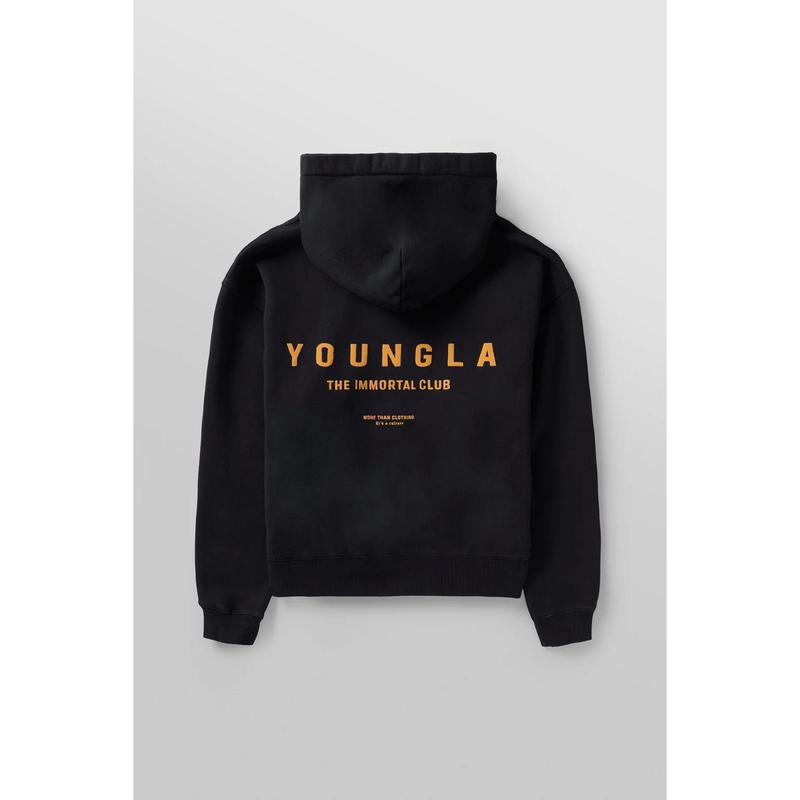 Youngla Men's Oversized Pullover Hoodie Double-Layer Composite Fabric Printed Jacket Sports Fitness Sweatshirt