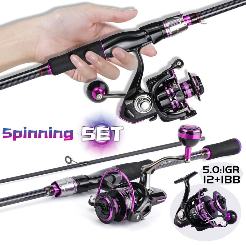 Sougayilang Fishing Rod and Reel Combo,  High quality Guides Fishing Pole with Spinning Reel Combo for Freshwater and Saltwater