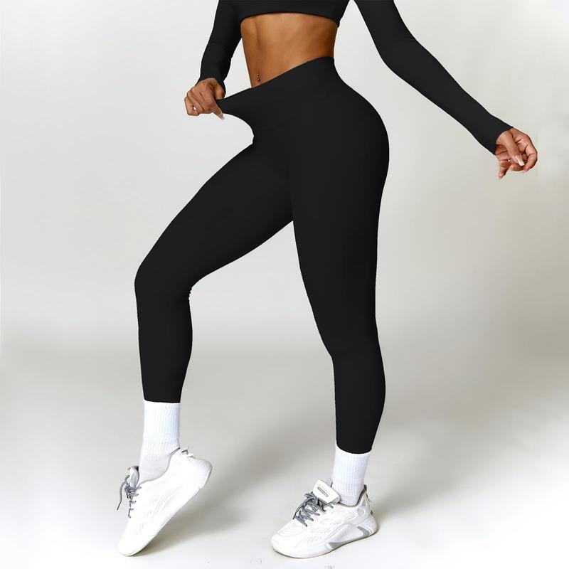 Workout Sets for Women 2 Piece Twist Front Long Sleeve Crop Tops High Waist Flared Leggings Gym Sets