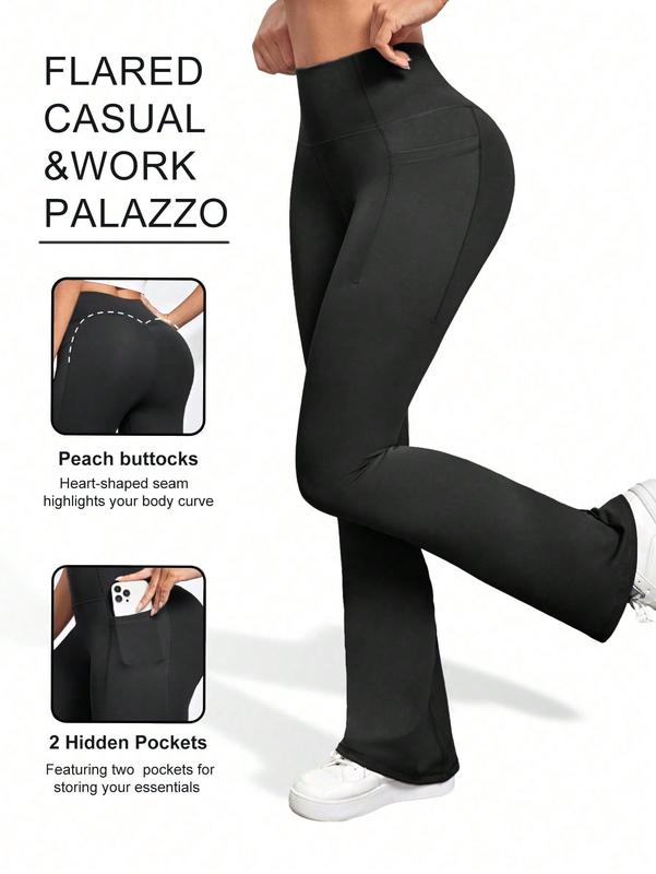 Arsoxy Women Flare Leggings with Pockets - High Waisted Yoga Pants for All-Season Wear - Fashion, Comfort