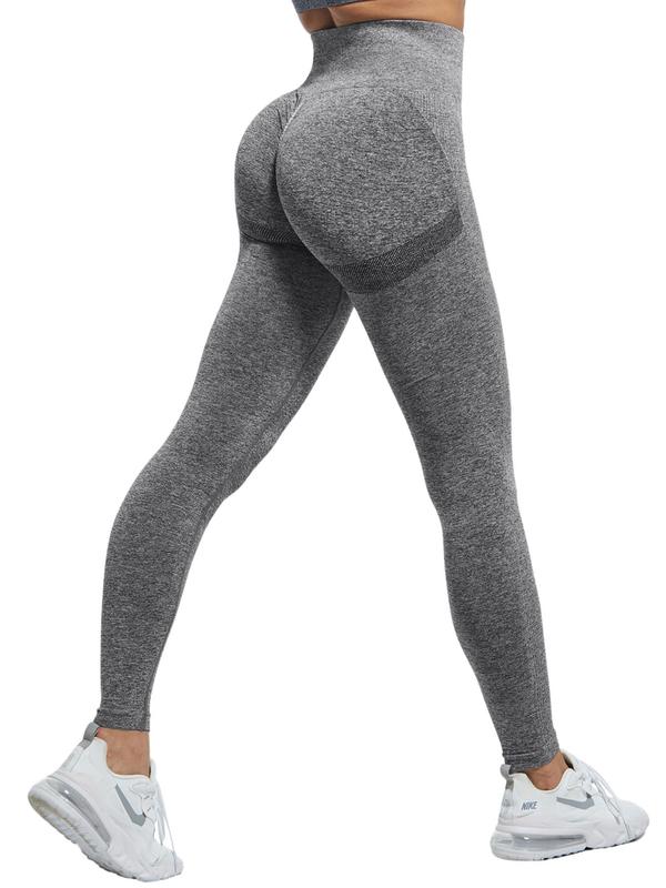 Women's Solid High Waist Sports Leggings, Breathable Comfortable Yoga Leggings, Ladies Sportswear for Indoor Outdoor Wear