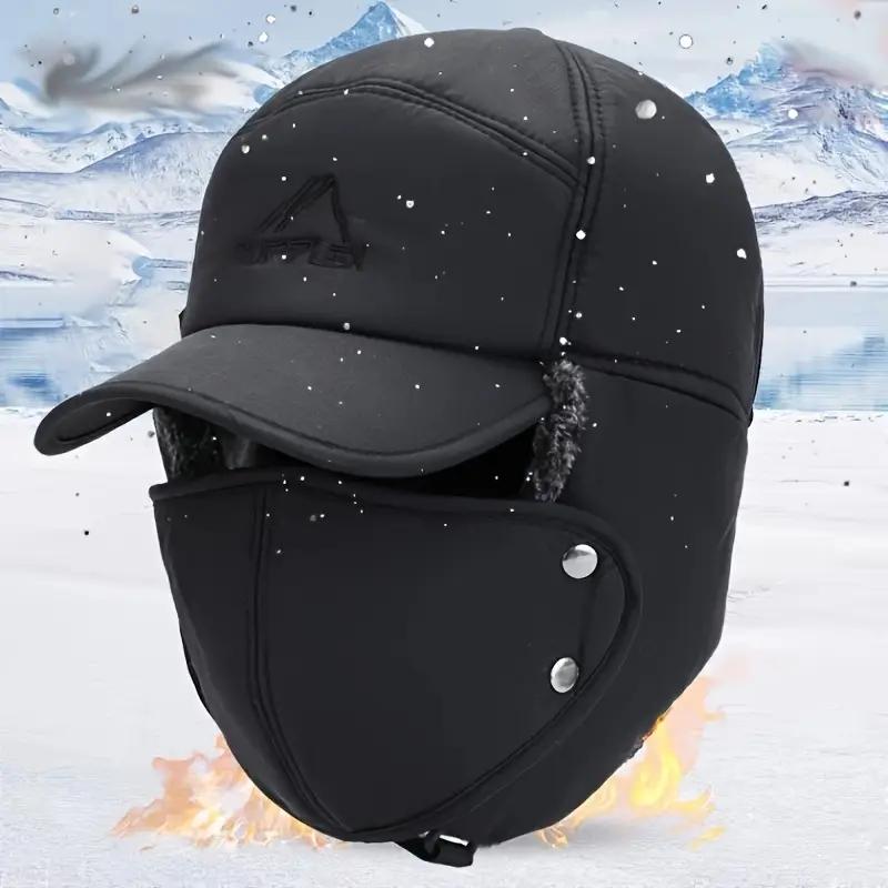 Winter Essentials Warm Hat, Winter Hat with Ear Flaps, 3 in 1 Thermal Fur Lined Trapper Hat Windproof Cycling Headwear 51