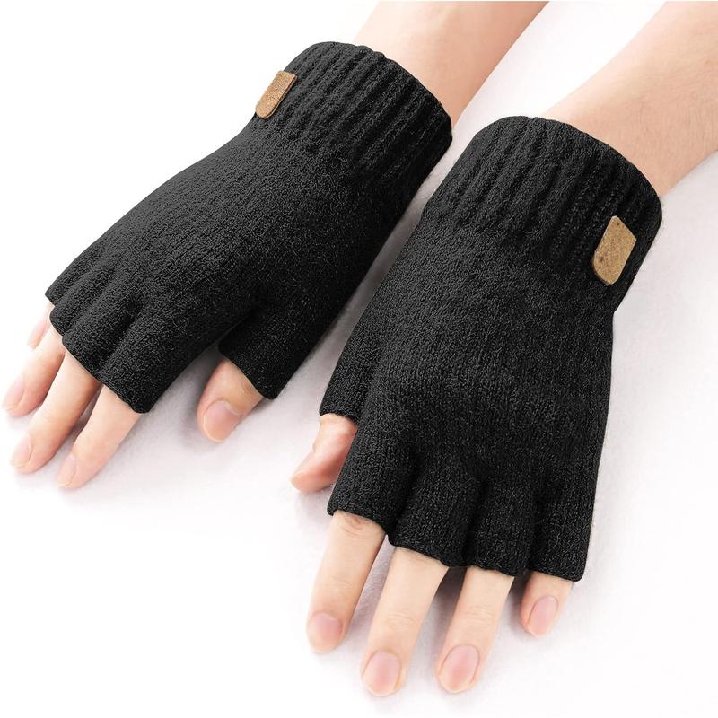 Fingerless Gloves Half Finger Gloves Winter Warm Knitted Gloves Working Running Biking Driving for Men and Women