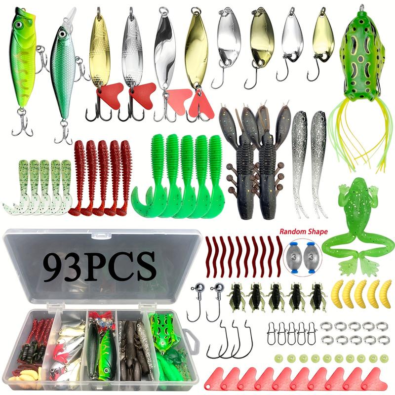 30 79 84 93 106 283pcs Fishing Lures For Topwater, Fishing Hooks Tackle Kit For Bass Trout Salmon, Fishing Accessories Lure Kit Box, Including Minnow Popper Spoon Lures Soft Plastic Worms Bait Rigs Jigs Head