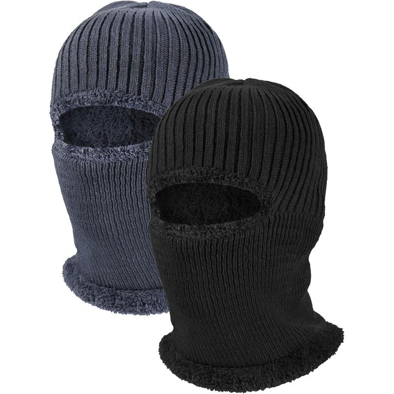 2 Counts Winter Face Mask Ski Masks Warm Knitted Balaclava for Men Women Fleece Windproof Face Cover for Outdoor Sports