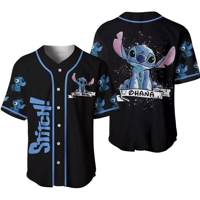 DISNEY MICKEY & CO. Stitch Cute Baseball Jersey, Stitch Jersey, Cartoon Baseball Jersey