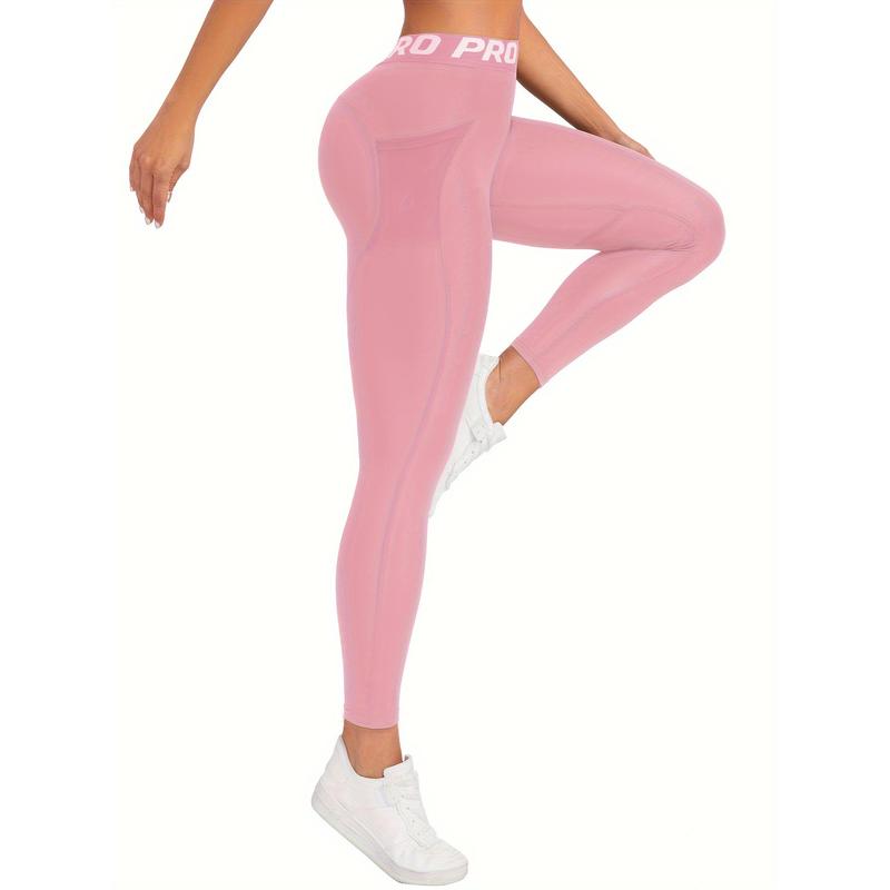 Letter Pattern High Waist Yoga Pants, High Elasticity Running Fitness Leggings, Autumn and Winter Women's Sports Clothing