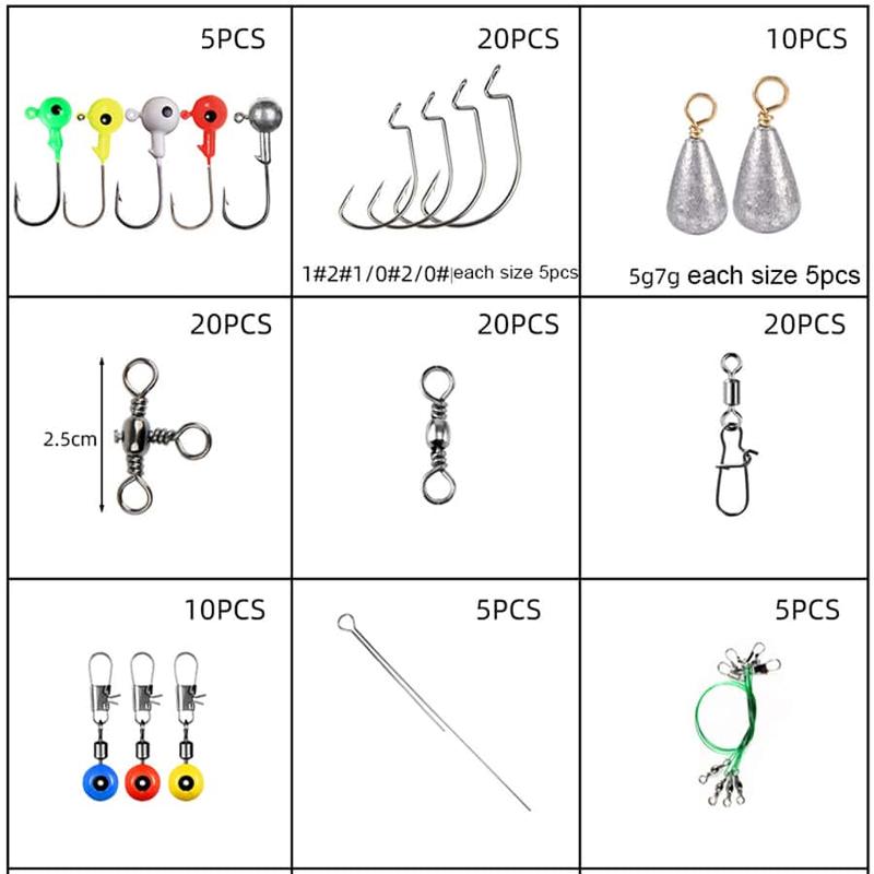 Fishing Accessories Set, 246pcs box Fishing Hook & Sinker & Bait & Snap & Fishing Accessories, Outdoor Fishing Accessories