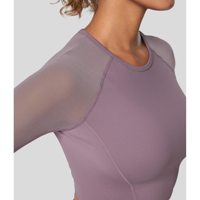 Halara Softlyzero™ Airy Contrast Mesh Sleeve Cropped Cool Touch Yoga Sports Top-UPF50+