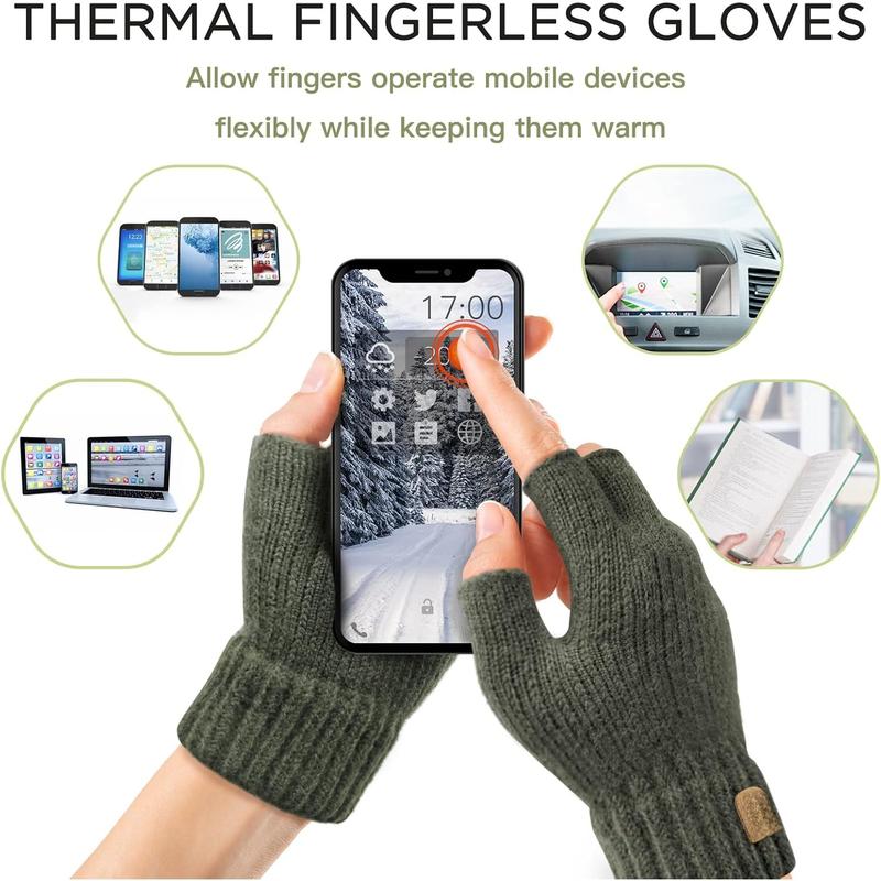 Fingerless Gloves Half Finger Gloves Winter Warm Knitted Gloves Working Running Biking Driving for Men and Women