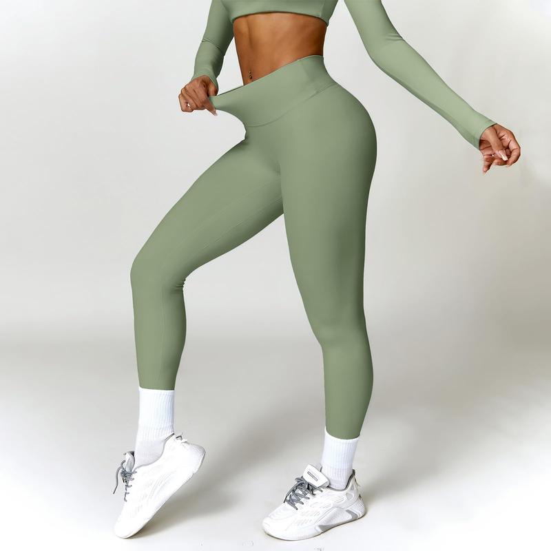 Workout Sets for Women 2 Piece Twist Front Long Sleeve Crop Tops High Waist Flared Leggings Gym Sets