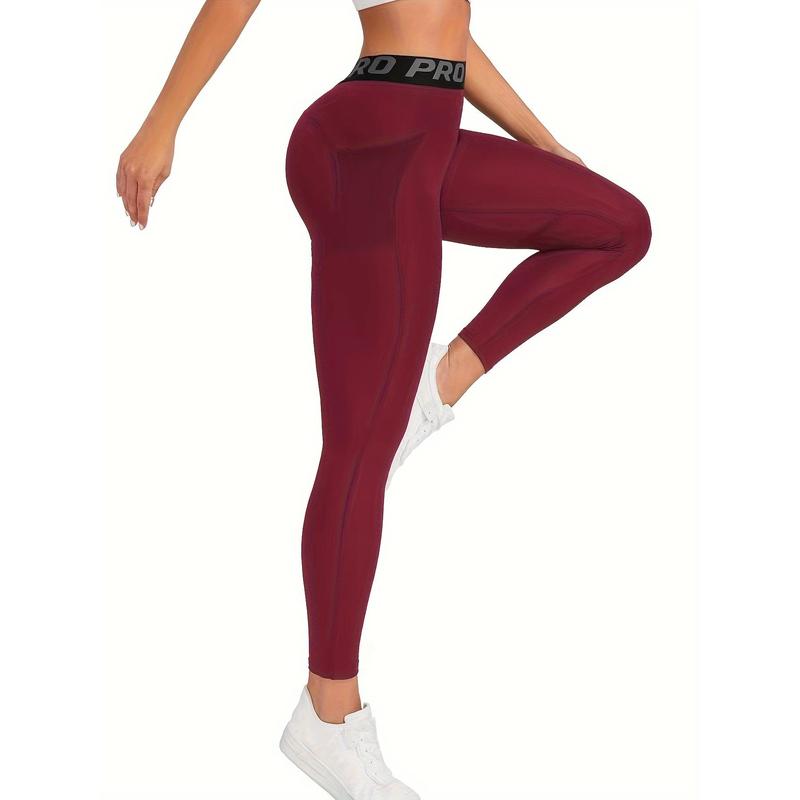 Letter Pattern High Waist Yoga Pants, High Elasticity Running Fitness Leggings, Autumn and Winter Women's Sports Clothing