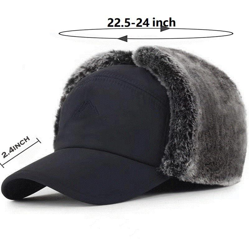 Winter Essentials Warm Hat, Winter Hat with Ear Flaps, 3 in 1 Thermal Fur Lined Trapper Hat Windproof Cycling Headwear 51