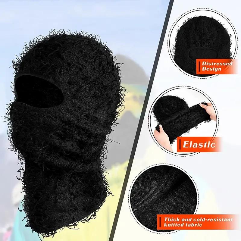 Soft Fluffy Balaclava Mask - Windproof Full Face Cover for Winter Sports - Ideal for Skiing Full Face Knitted Windproof Balaclava Ski Mask - Stay Warm and Comfortable with Breathable, Toggle Closure for Bachelor Party and Cold Weather Skiing and Riding