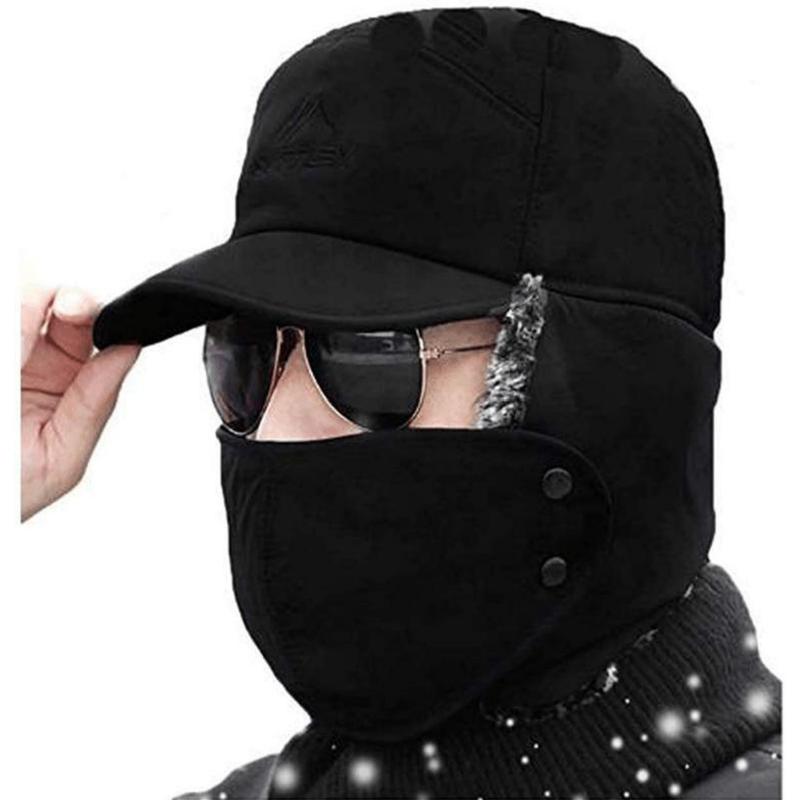 Hat men and women winter warm anti cold padded and thickened motorcycle mask Winter Essentials Warm Hat, Thicken Faux Fur Outdoor Sports Hat with Removable Face Mask, Outdoor Sports winter warm winter essential