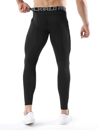 $19.99 SILKWORLD Men's Compression Pants with 2-3 Pack, Cool Dry Gym Leggings Baselayer Running Tights for Workout, Black and Multicolor 3 Activewear Cycling