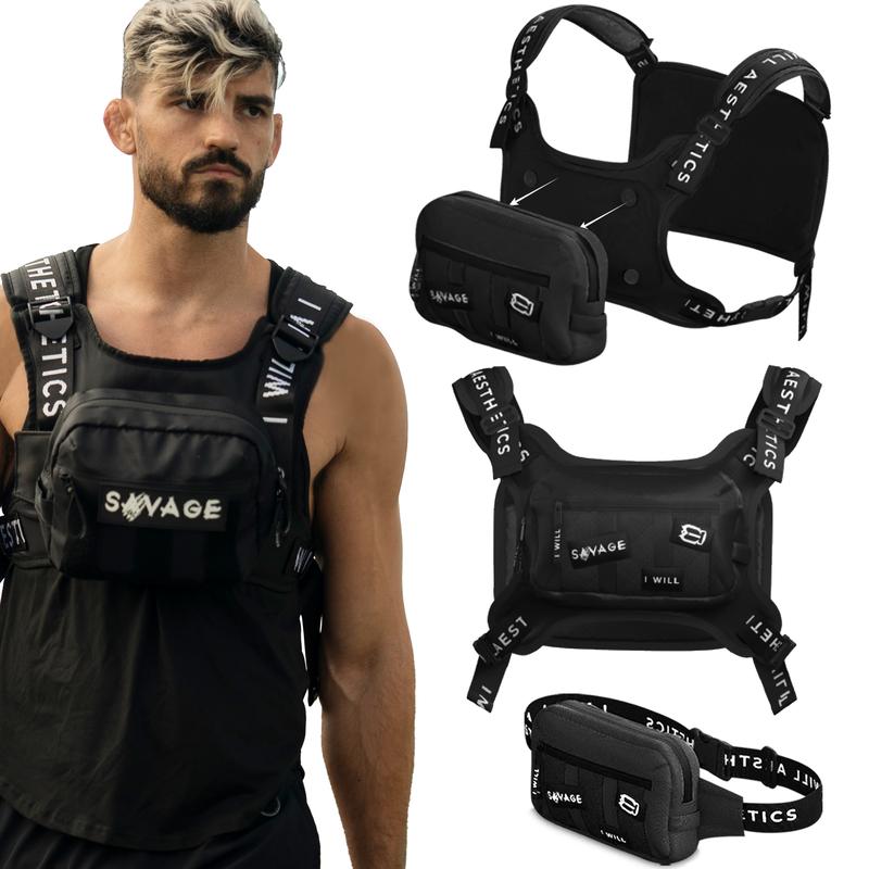 Convertible Chest Rig Fanny Pack, and Waist Bag for Running - Tactical Chest Bag For Men - Utility Crossbody Chest Pack - Waterproof Chest Bag Comes With An Fanipack Belt