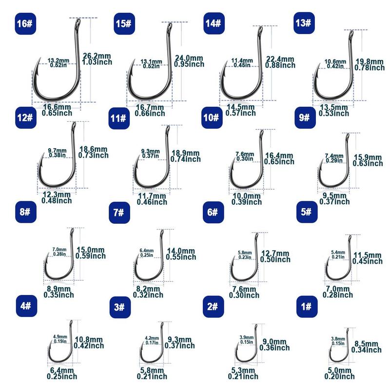 Fishing Hook, 50pcs set Saltwater Fishing J Hooks, Strong Sharp Needle Point Barbs Ringed Eye Saltwater Fishing Octopus Hooks, Fishing Accessories