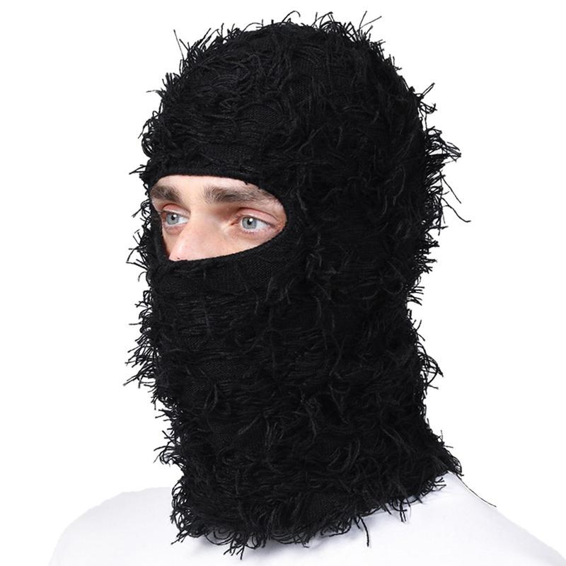 Soft Fluffy Balaclava Mask - Windproof Full Face Cover for Winter Sports - Ideal for Skiing Full Face Knitted Windproof Balaclava Ski Mask - Stay Warm and Comfortable with Breathable, Toggle Closure for Bachelor Party and Cold Weather Skiing and Riding