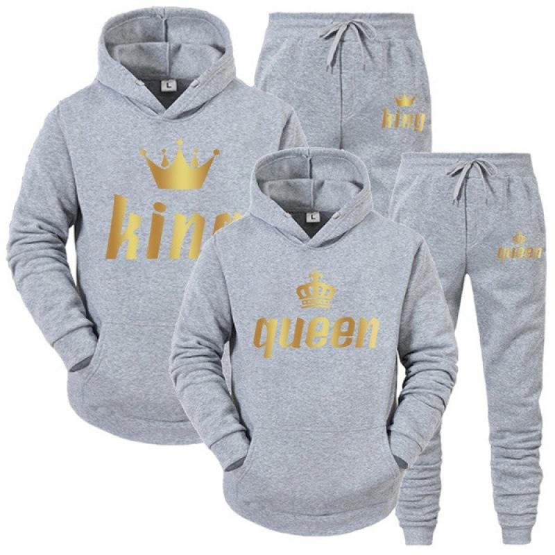 Autumn and winter plus velvet men's sports suit sports suit couple suit men's sweater women's suit