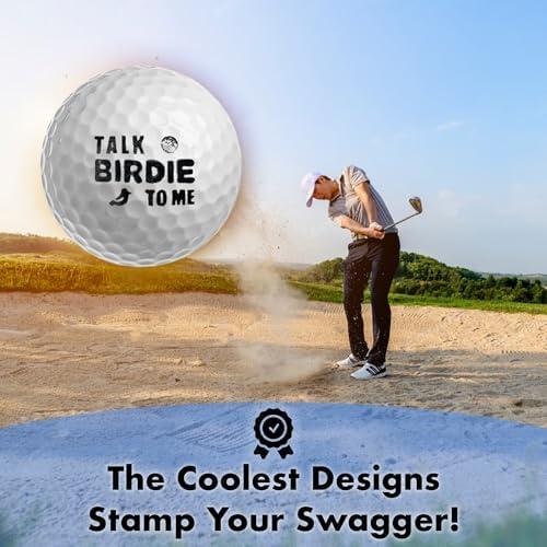 Ball Badge - Golf Ball Stamp, Self-Inking Golf Ball Stamper, Golf Ball Marker, Reusable Golf Ball Marking Tool to Identify Golf Balls - (The Dirty Series) (Talk Birdie to Me)