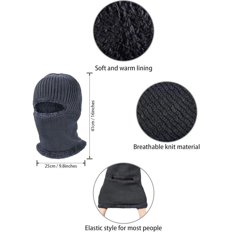 2 Counts Winter Face Mask Ski Masks Warm Knitted Balaclava for Men Women Fleece Windproof Face Cover for Outdoor Sports