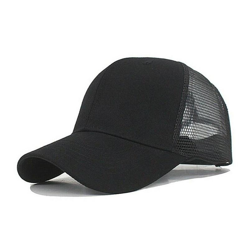 Mens Womens Trucker Hat Mesh Back Plain Solid Snapback Baseball Cap Blank Visor