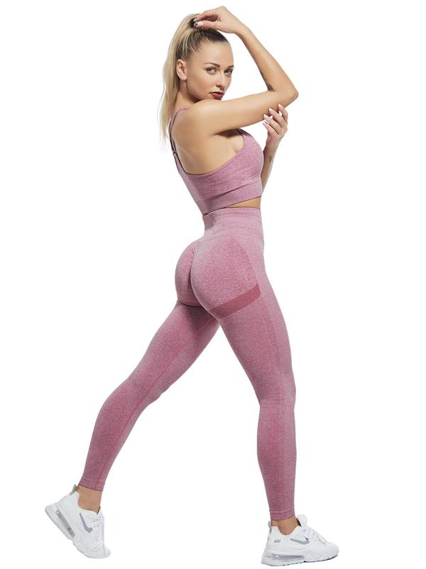 Women's Solid High Waist Sports Leggings, Breathable Comfortable Yoga Leggings, Ladies Sportswear for Indoor Outdoor Wear