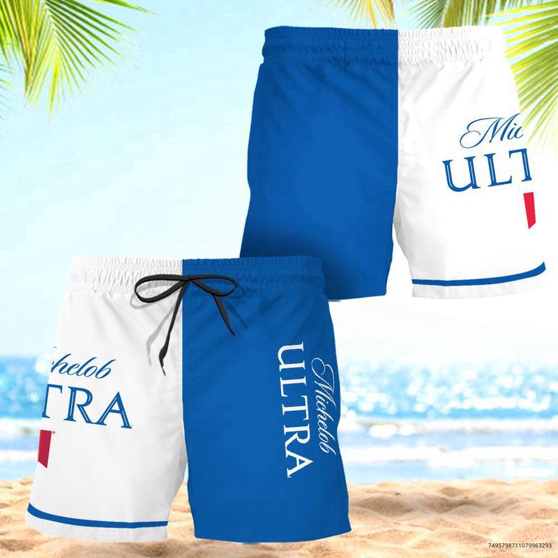 Stylish Michelob Ultra Hawaiian Shorts: Vibrant Swim Trunks Gift for Men - Ideal for Dad!