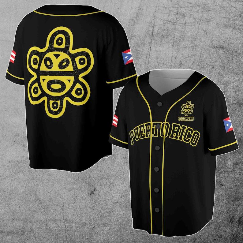 Taino Sun Puerto Rico Custom Name Baseball Jersey S-5XL