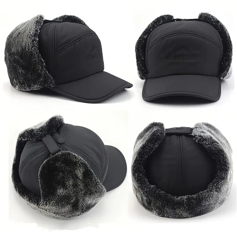 Winter Essentials Warm Hat, Winter Hat with Ear Flaps, 3 in 1 Thermal Fur Lined Trapper Hat Windproof Cycling Headwear 51