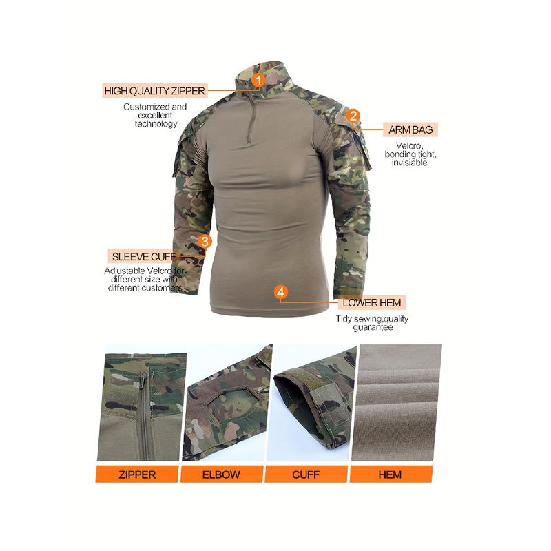 Men's Combat Tactical Uniforms Long Sleeve Fitting Amry Militray Uniforms for Men Combat Shirt and Pants Camouflage Clothing Hunting Hiking Paintball Gear