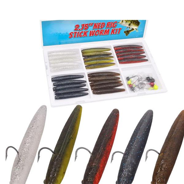 Ned Rig Kit: Finesse Soft Plastic Worms, Stick Swimbaits, Minnow & Crawfish Lures, Shroom Ned Jig Heads - Perfect for Bass Fishing