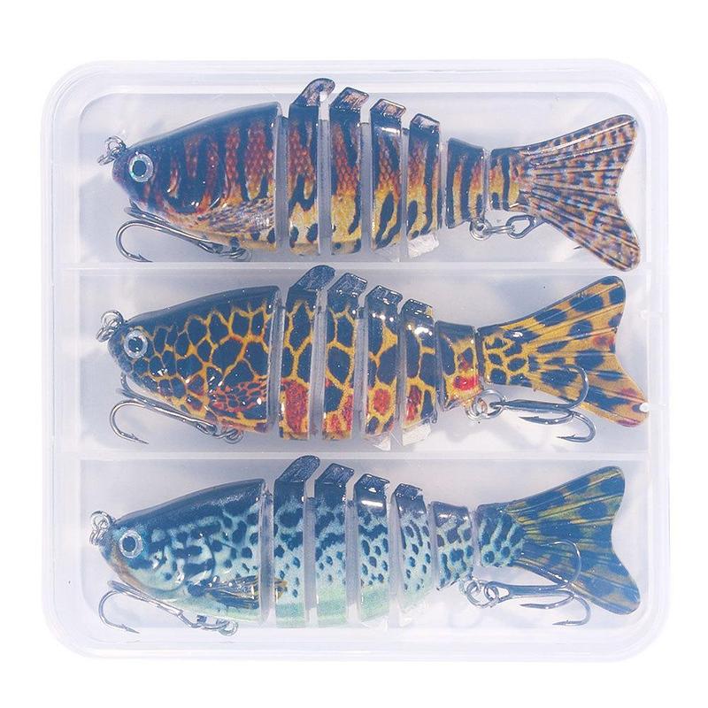 Fishing Lure (3counts box), Multi-jointed Swim Crank Bait, Freshwater & Saltwater Trout & Bass Fishing Lure