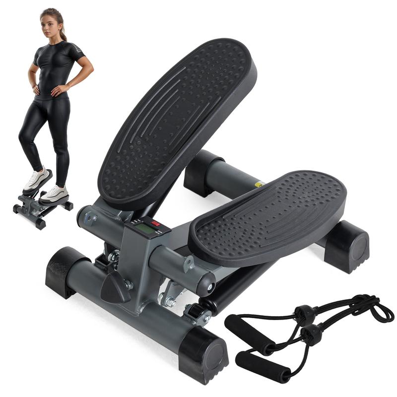 LeikeFitness Mini Stair Stepper for Exercise with Digital Monitor & Resistance Band Home Workout Equipment