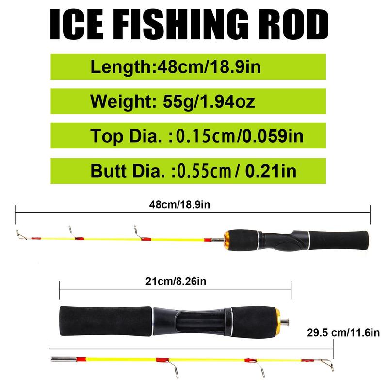 Winter Ice Fishing Rod & Reel Set, Portable Spinning Fishing Rod & 5.2:1 Gear Ratio Reel Set, Outdoor Fishing Accessories