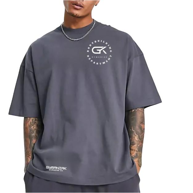 GYMANIAK 100% Cotton Premium Oversized Training Shirt for Bodybuilding