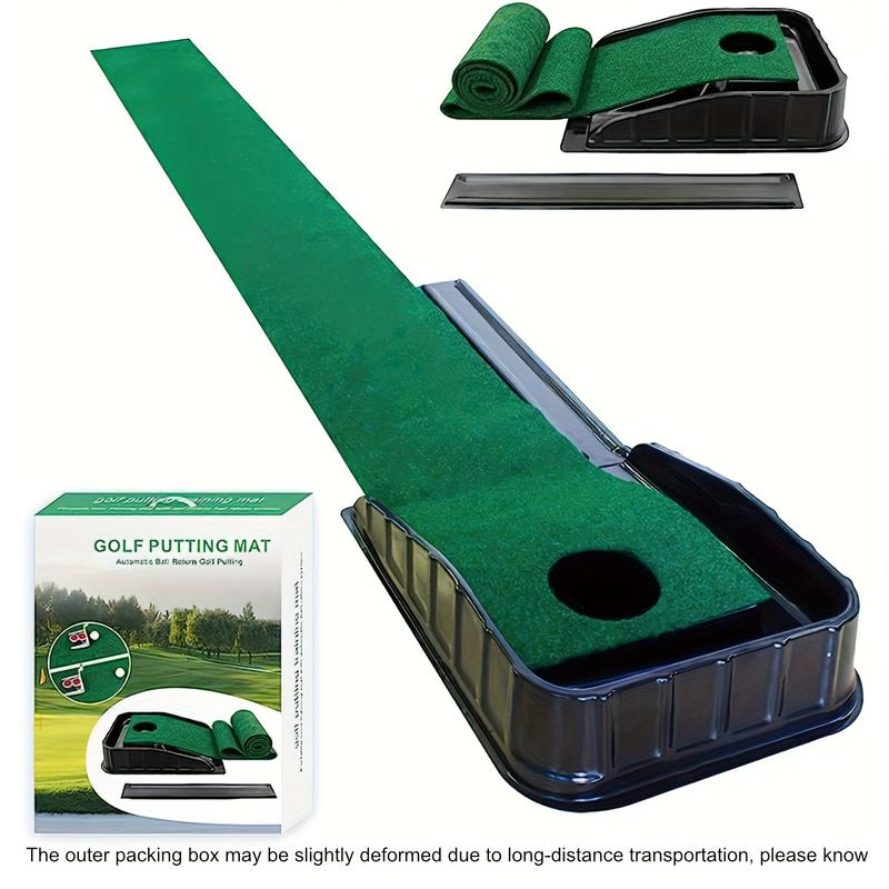 Sharpen Your Putting Skills with the Ultimate Indoor Golf Mat: Auto-Ball Return, Behind-the-Hole Collector, Perfect for All Weather Practice Telescopic Golf