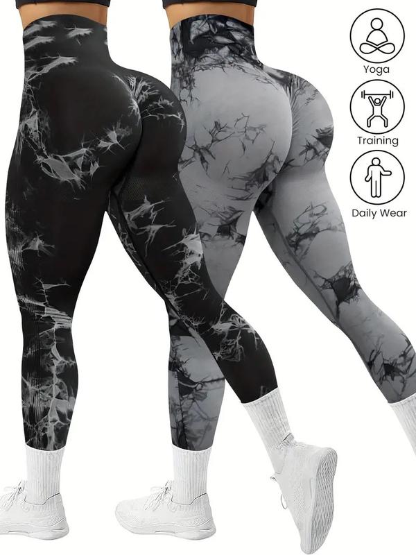 2 Pack Tie Dye High Waisted Workout Leggings for Women, Rear Lifting Tummy Control Yoga Gym Athletic Pants high waist squat proof compression tights