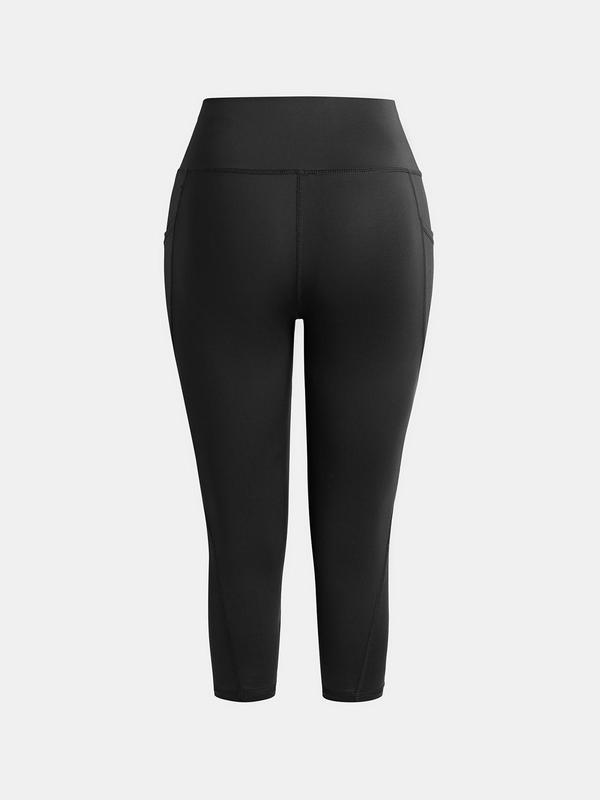 YOZY High Waist Pocket Side Sports Leggings, Sporty Stretchy Capri Skinny Pants, 2024 Women's Daily & Sports Wear for Yoga, Gym, Workout, Running