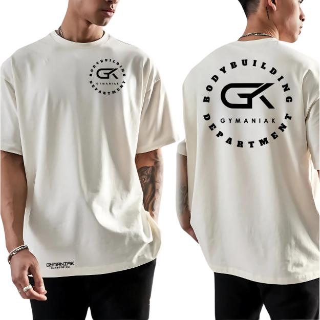 GYMANIAK 100% Cotton Premium Oversized Training Shirt for Bodybuilding