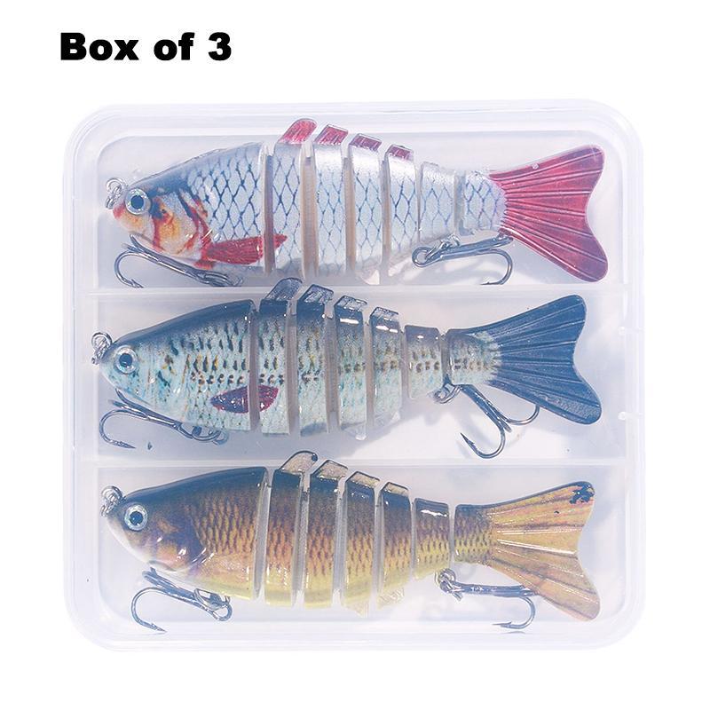 Fishing Lure (3counts box), Multi-jointed Swim Crank Bait, Freshwater & Saltwater Trout & Bass Fishing Lure