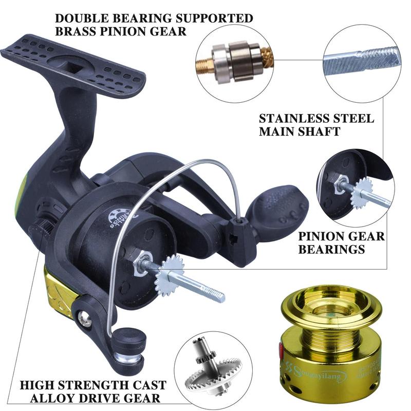 Winter Ice Fishing Rod & Reel Set, Portable Spinning Fishing Rod & 5.2:1 Gear Ratio Reel Set, Outdoor Fishing Accessories