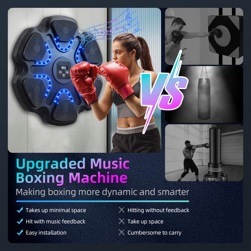 2024 Upgrade Music Boxing Machine, Smart Wireless Pro Boxing Trainer with Boxing Gloves, Wall Mounted Punching Machine with Real-Time Feedback, Adjustable Speeds, Modes, Music Boxing Target for Home Gym Fitness Workout